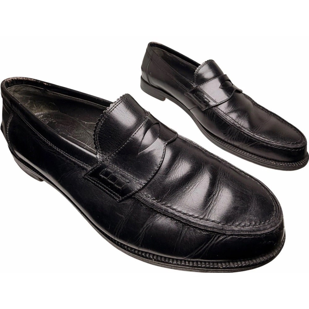 Bally Suisse Prestige Black‎ Leather Penny Loafers Men's 10.5 Goodyear Sole